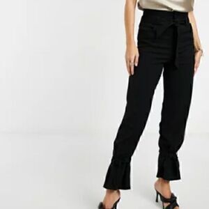 & Other Stories Womens Black Tie Waist Leg Pants Size 2